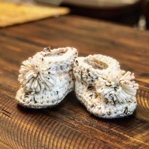 Rustic Handmade Baby Booties, Oatmeal